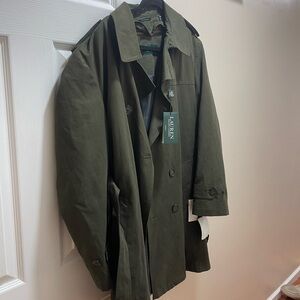 Ralph Lauren Water Repellent Trench Coat Olive Green Inner Warmer Layer Size 40s